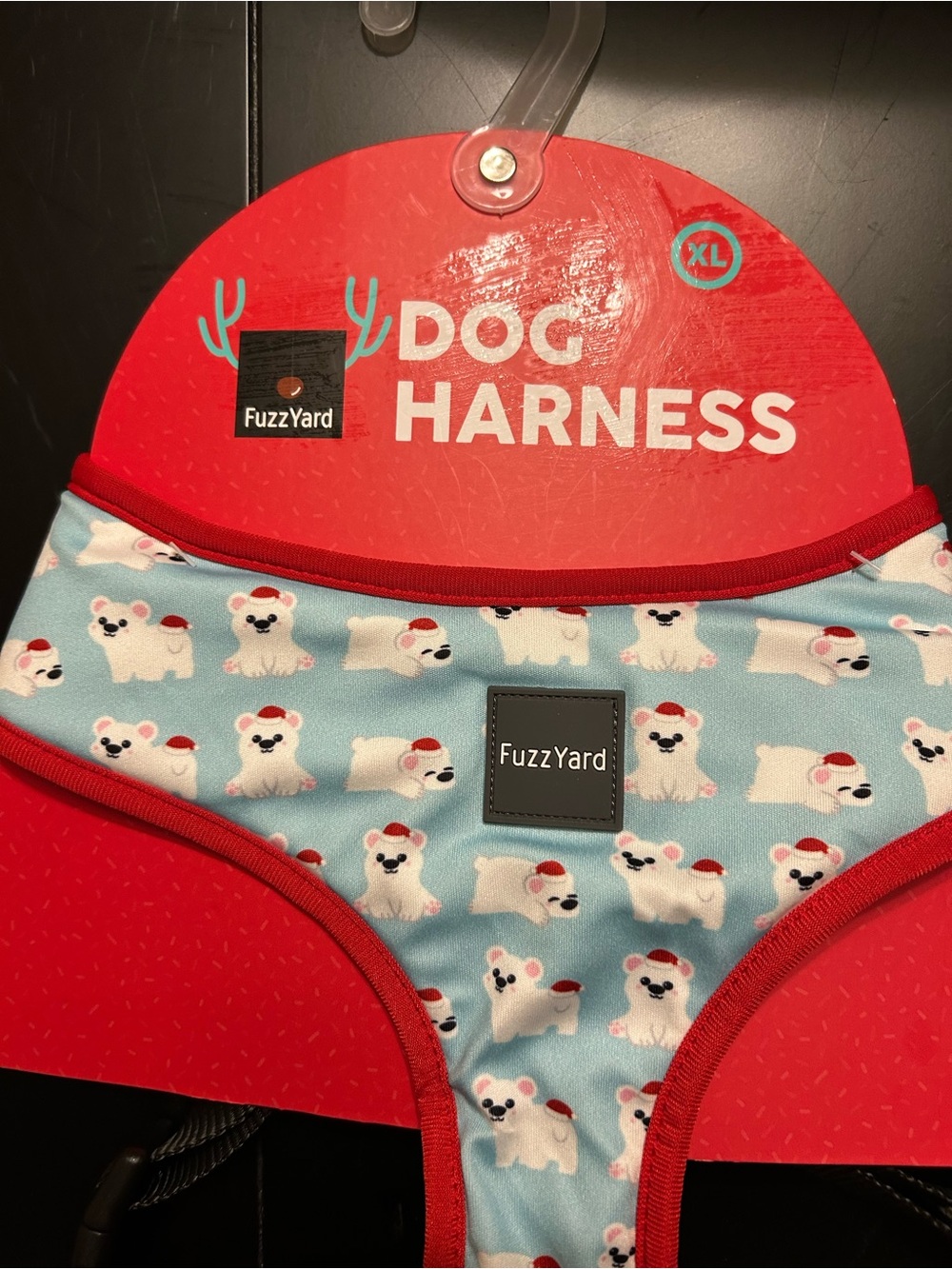 NWT FuzzYard XL Blue & Red Dog Harness - Cute Holiday Pomeranian Print